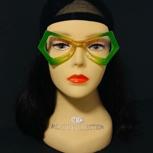 1227-Polygon Shape Blue Light Blocking Protection Glasses/Gradient Green